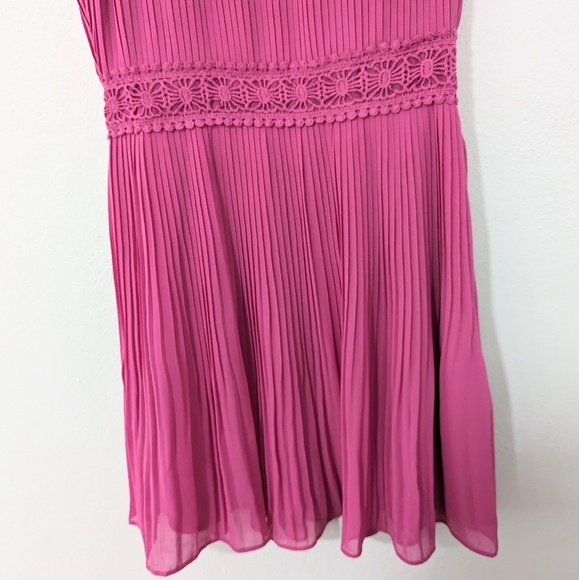 Lulus Something Wonderful Lace Crochet Pleated Skater Mini Dress Pink Small S - Picture 4 of 11